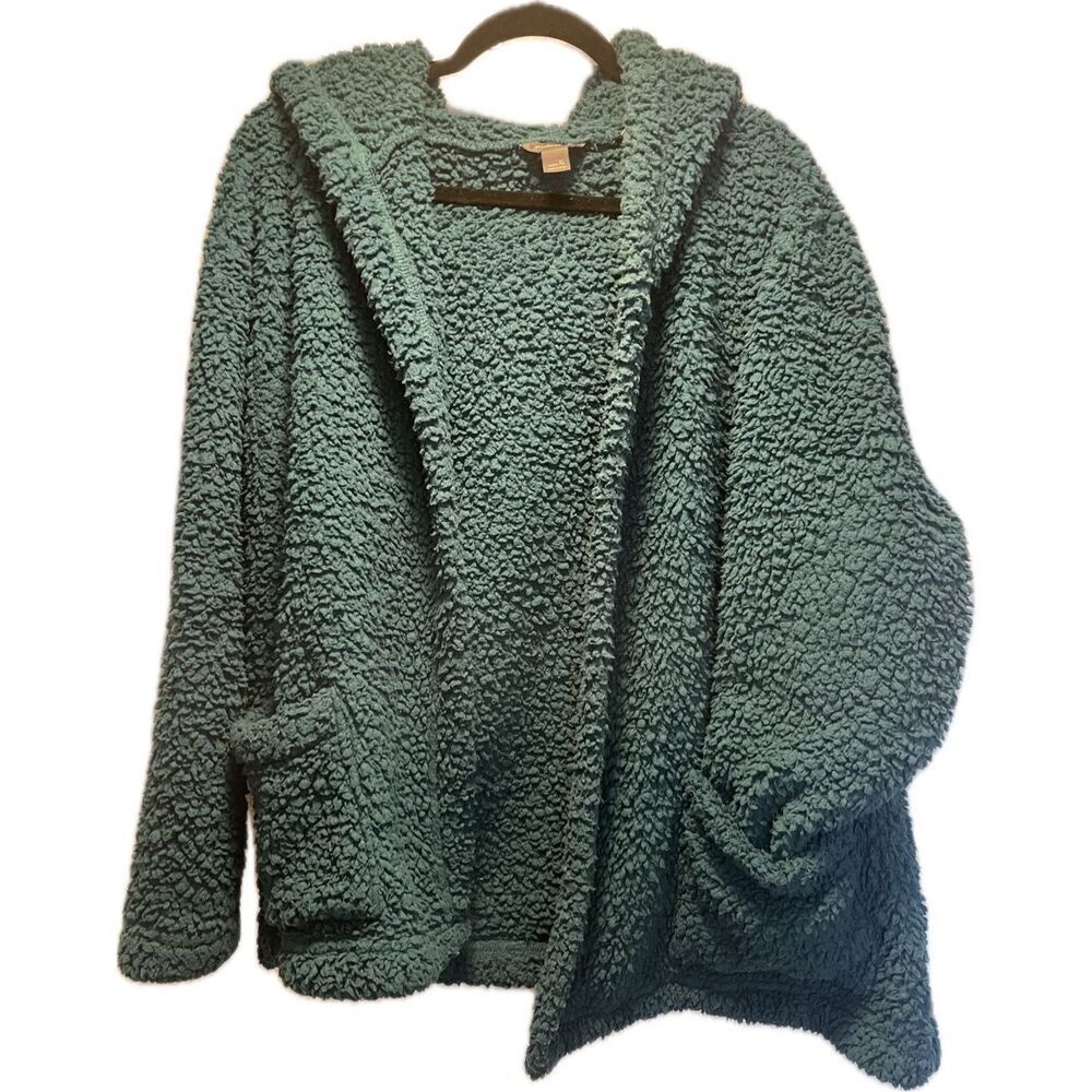 Eddie Bauer Shag Style Teal Open Cardigan Women’s Reg Size XL